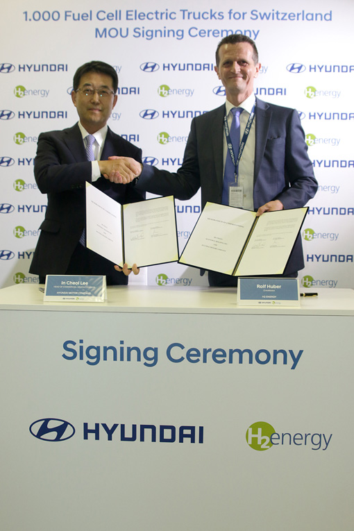 現(xiàn)代汽車、瑞士“h2energy”四氫電大型卡車供應(yīng)1000輛