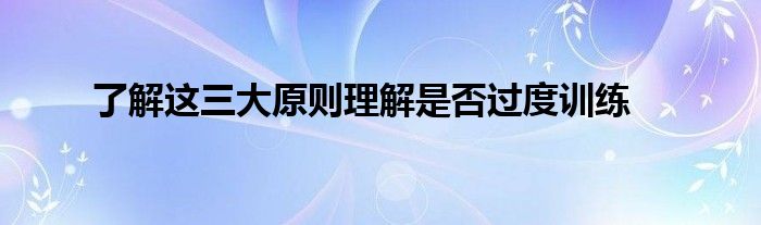 了解這三大原則理解是否過度訓(xùn)練