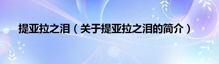 提亞拉之淚（關(guān)于提亞拉之淚的簡介）