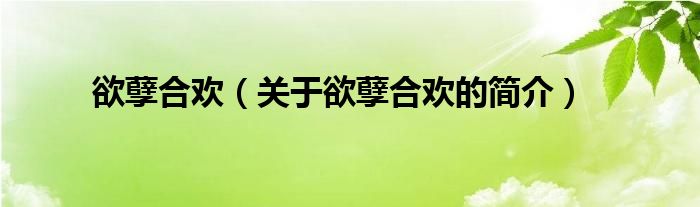 欲孽合歡（關(guān)于欲孽合歡的簡(jiǎn)介）