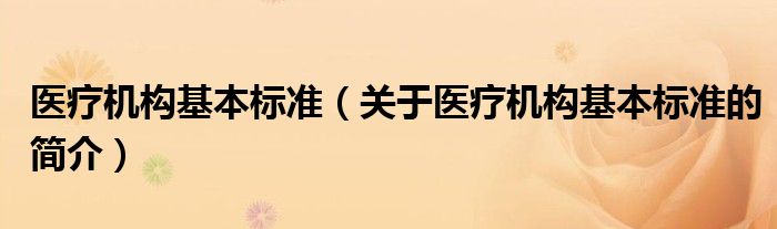 醫(yī)療機(jī)構(gòu)基本標(biāo)準(zhǔn)（關(guān)于醫(yī)療機(jī)構(gòu)基本標(biāo)準(zhǔn)的簡介）