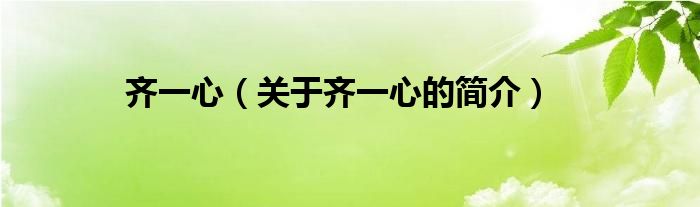 齊一心（關(guān)于齊一心的簡(jiǎn)介）