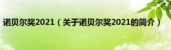 諾貝爾獎(jiǎng)2021（關(guān)于諾貝爾獎(jiǎng)2021的簡(jiǎn)介）