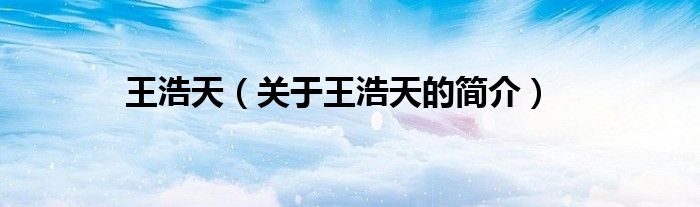 王浩天（關(guān)于王浩天的簡(jiǎn)介）