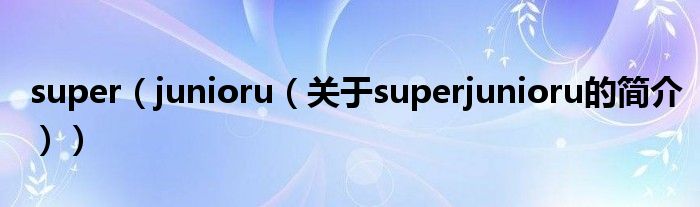 super（junioru（關(guān)于superjunioru的簡介））