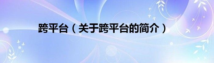 跨平臺(tái)（關(guān)于跨平臺(tái)的簡(jiǎn)介）