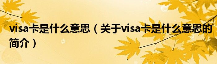 visa卡是什么意思（關(guān)于visa卡是什么意思的簡(jiǎn)介）