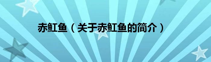 赤魟魚（關(guān)于赤魟魚的簡(jiǎn)介）