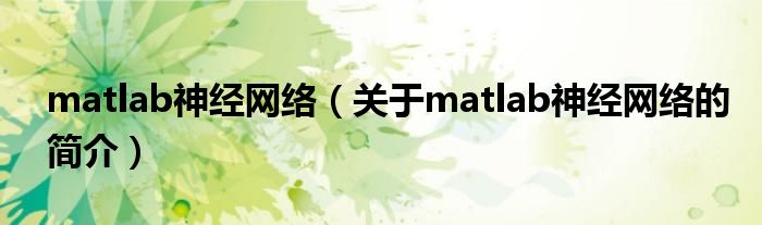 matlab神經(jīng)網(wǎng)絡(luò)（關(guān)于matlab神經(jīng)網(wǎng)絡(luò)的簡介）