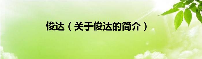 俊達（關(guān)于俊達的簡介）