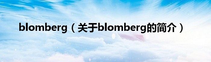 blomberg（關(guān)于blomberg的簡介）