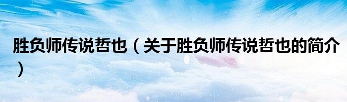 勝負(fù)師傳說(shuō)哲也（關(guān)于勝負(fù)師傳說(shuō)哲也的簡(jiǎn)介）