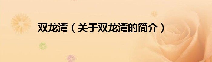 雙龍灣（關(guān)于雙龍灣的簡(jiǎn)介）