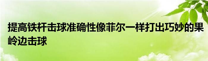 提高鐵桿擊球準(zhǔn)確性像菲爾一樣打出巧妙的果嶺邊擊球