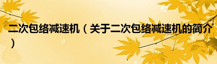 二次包絡減速機（關(guān)于二次包絡減速機的簡介）