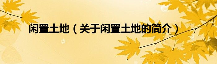 閑置土地（關(guān)于閑置土地的簡(jiǎn)介）