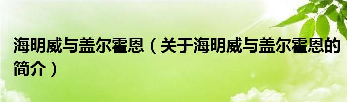 海明威與蓋爾霍恩（關(guān)于海明威與蓋爾霍恩的簡(jiǎn)介）