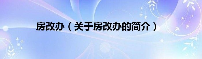 房改辦（關(guān)于房改辦的簡(jiǎn)介）