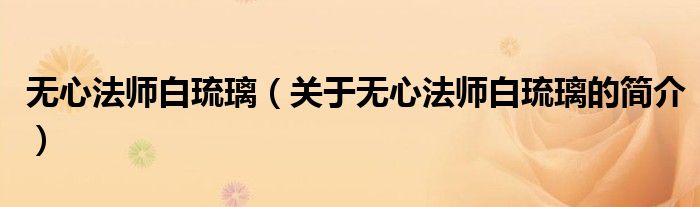 無心法師白琉璃（關于無心法師白琉璃的簡介）