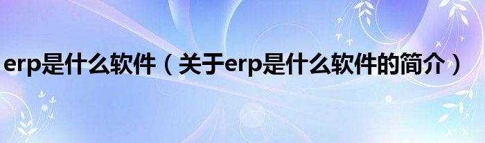 erp是什么軟件（關于erp是什么軟件的簡介）