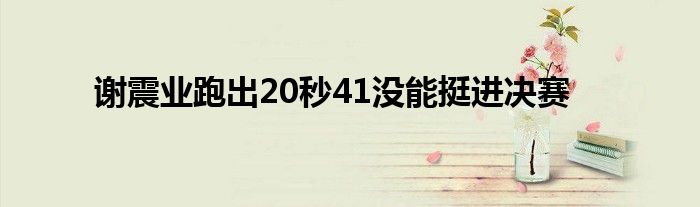 謝震業(yè)跑出20秒41沒能挺進決賽