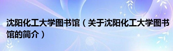 沈陽(yáng)化工大學(xué)圖書(shū)館（關(guān)于沈陽(yáng)化工大學(xué)圖書(shū)館的簡(jiǎn)介）