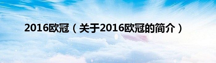 2016歐冠（關(guān)于2016歐冠的簡(jiǎn)介）