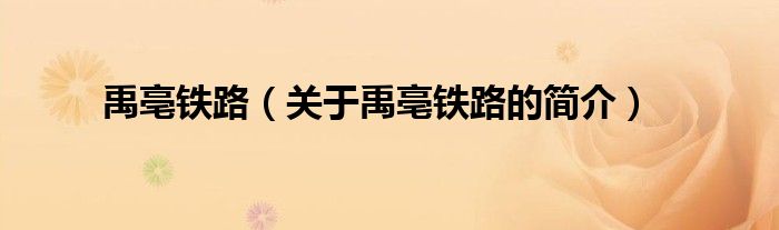 禹亳鐵路（關(guān)于禹亳鐵路的簡(jiǎn)介）