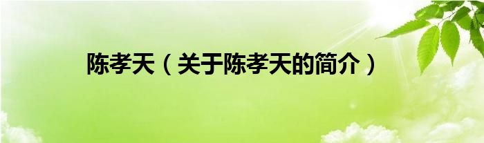 陳孝天（關(guān)于陳孝天的簡(jiǎn)介）