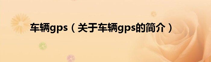 車輛gps（關于車輛gps的簡介）