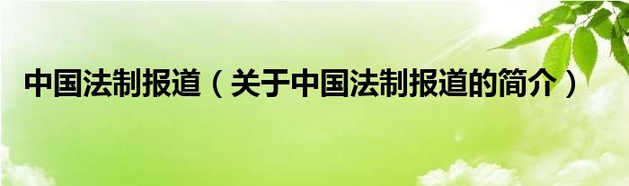 中國(guó)法制報(bào)道（關(guān)于中國(guó)法制報(bào)道的簡(jiǎn)介）