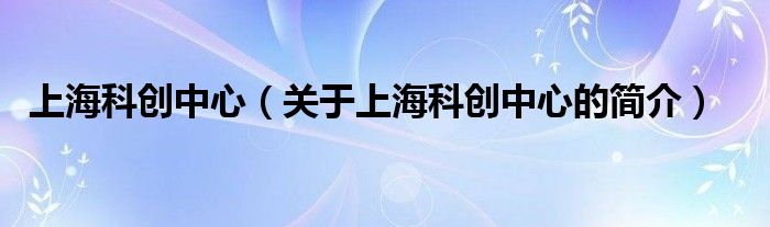 上?？苿?chuàng)中心（關(guān)于上?？苿?chuàng)中心的簡介）