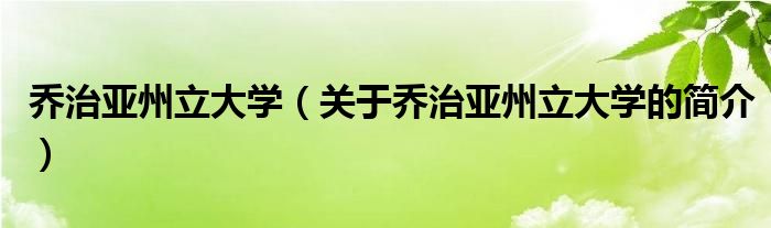 喬治亞州立大學(xué)（關(guān)于喬治亞州立大學(xué)的簡介）