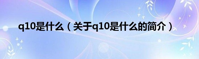 q10是什么（關(guān)于q10是什么的簡(jiǎn)介）