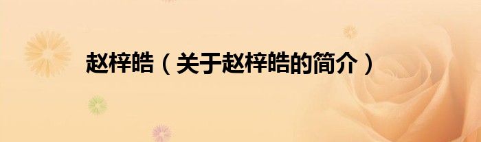 趙梓皓（關(guān)于趙梓皓的簡(jiǎn)介）