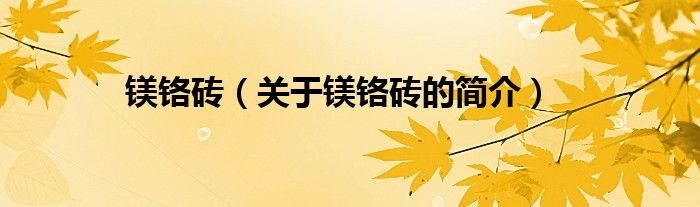 鎂鉻磚（關于鎂鉻磚的簡介）