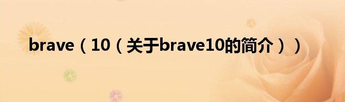 brave（10（關(guān)于brave10的簡(jiǎn)介））