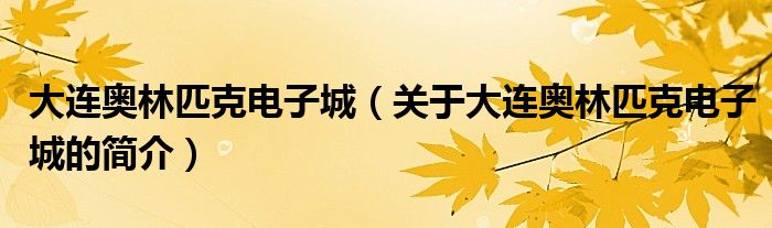 大連奧林匹克電子城（關(guān)于大連奧林匹克電子城的簡介）