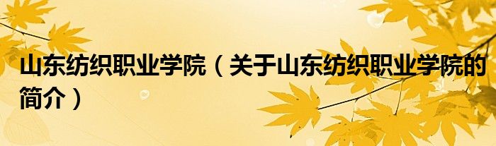 山東紡織職業(yè)學(xué)院（關(guān)于山東紡織職業(yè)學(xué)院的簡(jiǎn)介）