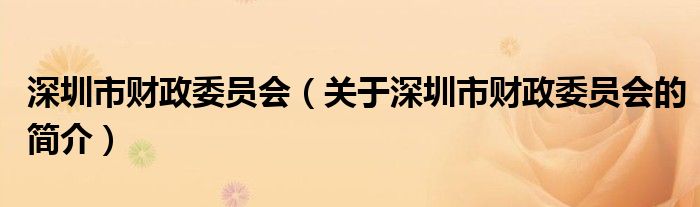 深圳市財(cái)政委員會(huì)（關(guān)于深圳市財(cái)政委員會(huì)的簡介）