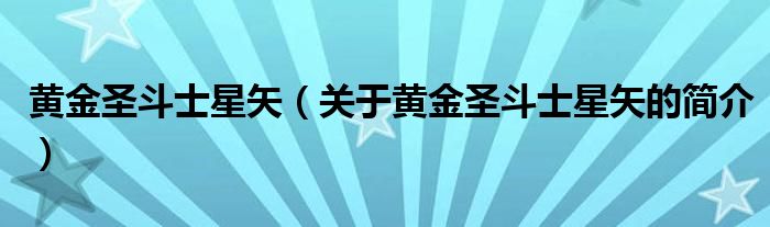 黃金圣斗士星矢（關于黃金圣斗士星矢的簡介）