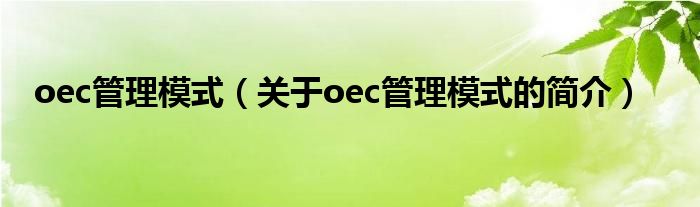 oec管理模式（關(guān)于oec管理模式的簡介）