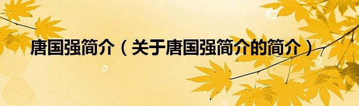 唐國強(qiáng)簡介（關(guān)于唐國強(qiáng)簡介的簡介）