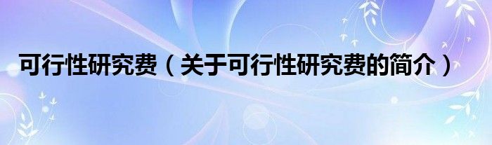 可行性研究費(fèi)（關(guān)于可行性研究費(fèi)的簡(jiǎn)介）