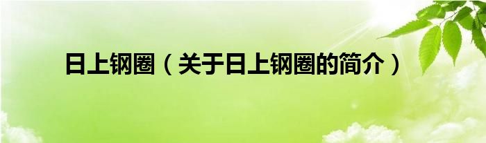 日上鋼圈（關(guān)于日上鋼圈的簡介）