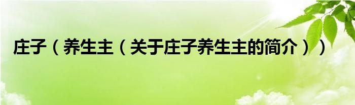 莊子（養(yǎng)生主（關(guān)于莊子養(yǎng)生主的簡(jiǎn)介））