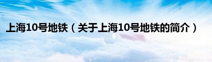 上海10號(hào)地鐵（關(guān)于上海10號(hào)地鐵的簡(jiǎn)介）