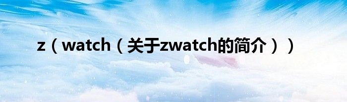 z（watch（關于zwatch的簡介））