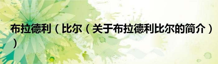 布拉德利（比爾（關(guān)于布拉德利比爾的簡(jiǎn)介））