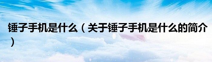 錘子手機(jī)是什么（關(guān)于錘子手機(jī)是什么的簡(jiǎn)介）